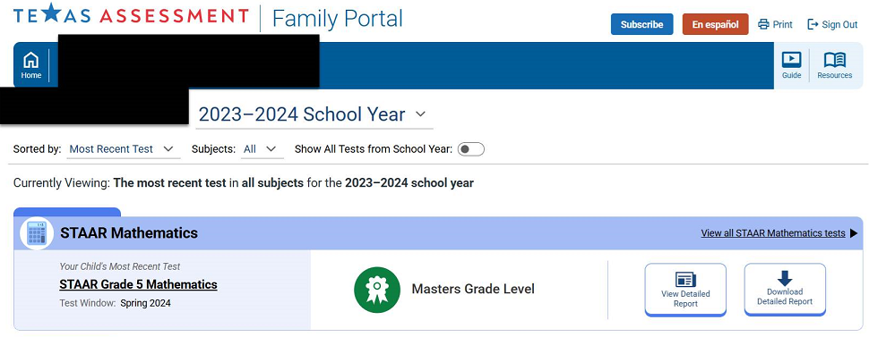 image of Texas Assessments website